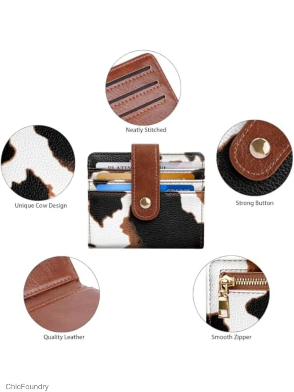 Slim Bifold Wallet for Women Cow Print RFID Blocking Credit Card Holder
